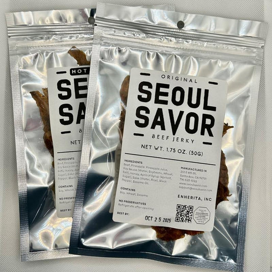 Original and Hot & Spicy Seoul Savor Beef Jerky Combo Set